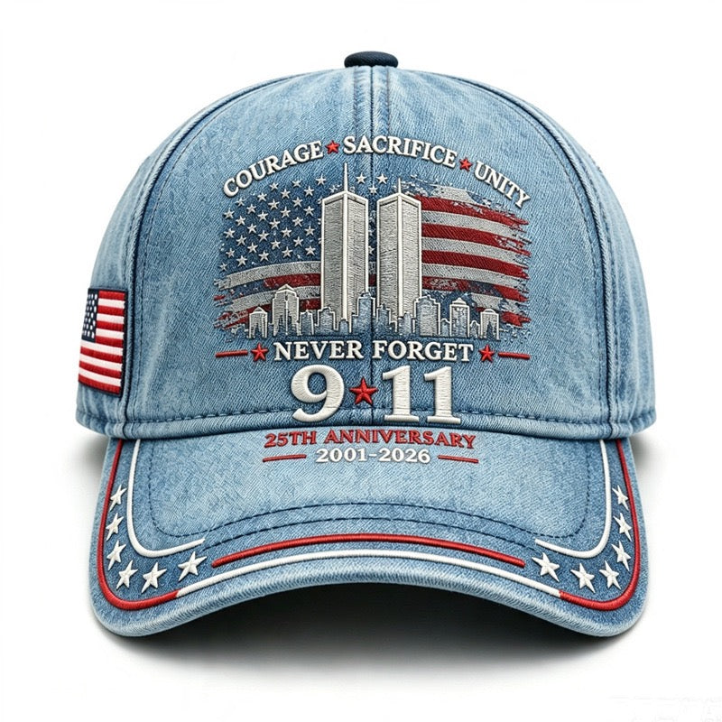 Never Forget 9/11 – 25th Anniversary Memorial Cap | 2001–2026