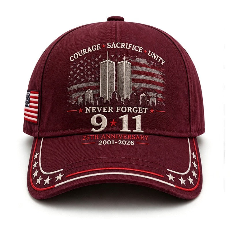 Never Forget 9/11 – 25th Anniversary Memorial Cap | 2001–2026