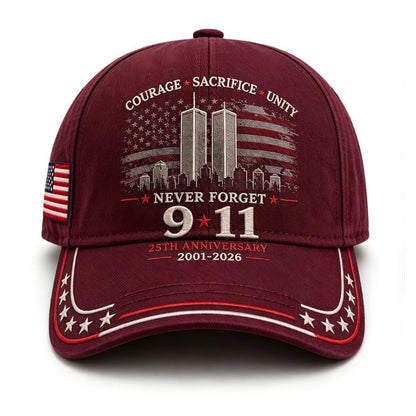 Never Forget 9/11 – 25th Anniversary Memorial Cap | 2001–2026