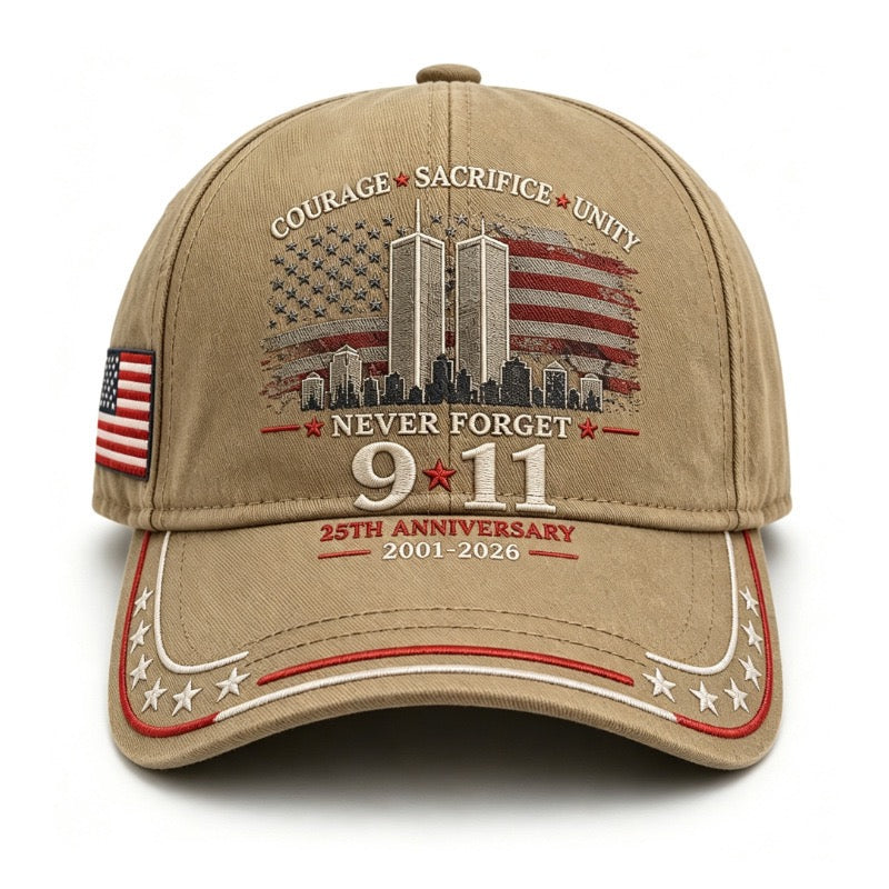 Never Forget 9/11 – 25th Anniversary Memorial Cap | 2001–2026