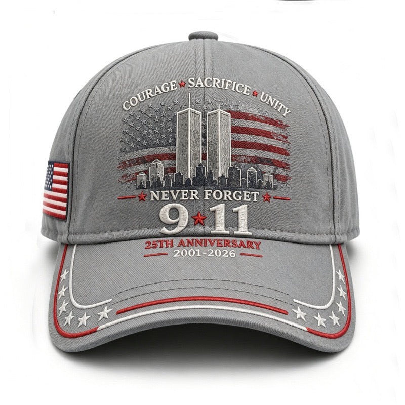 Never Forget 9/11 – 25th Anniversary Memorial Cap | 2001–2026