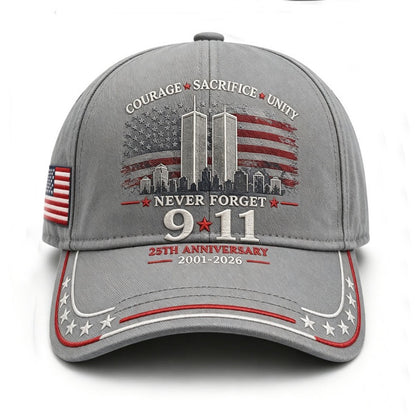 Never Forget 9/11 – 25th Anniversary Memorial Cap | 2001–2026