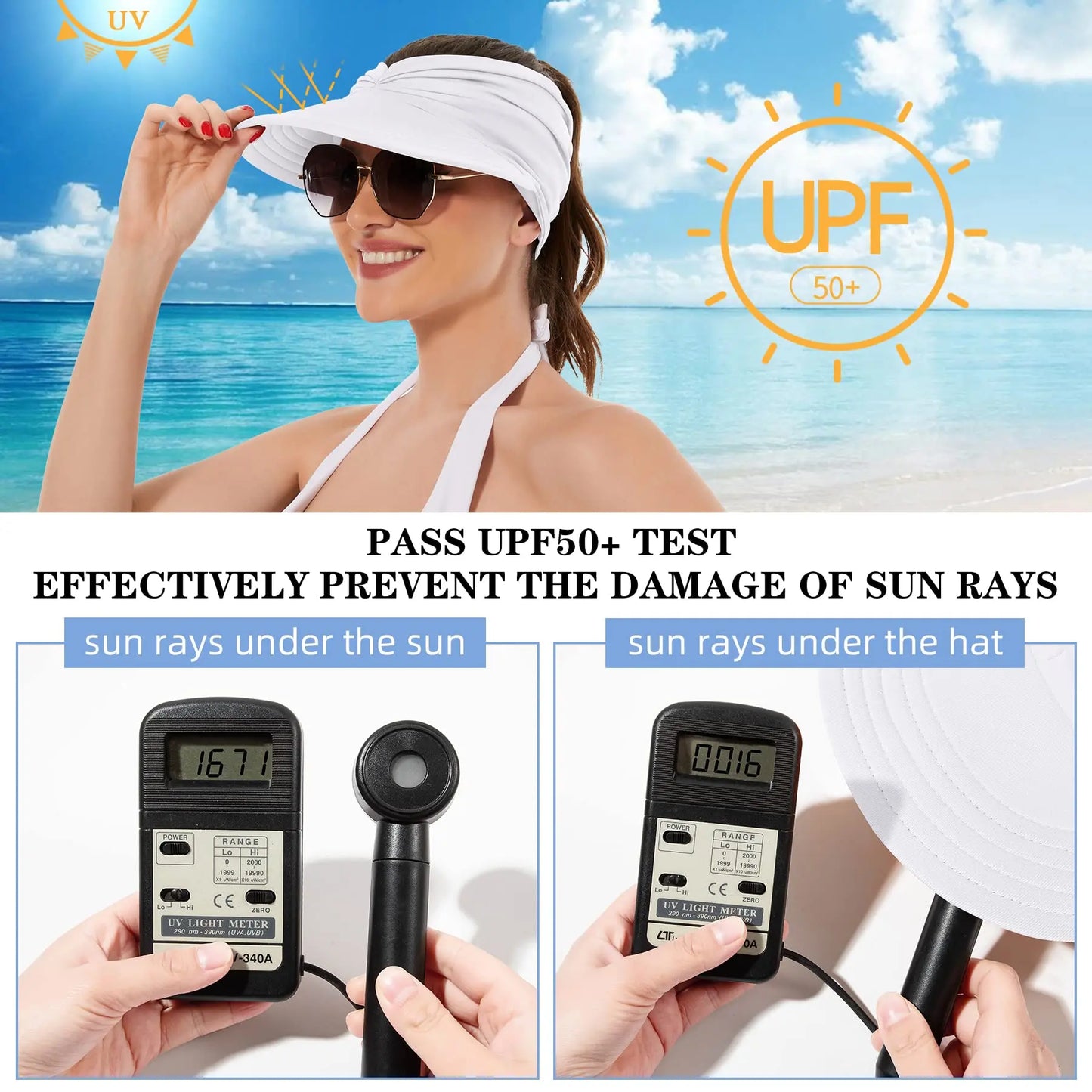 🔥 50% OFF - Women's UPF 50+ UV Protection Sun Visor Hat
