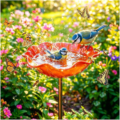 Rovinao™ 🌟Last Day Promotion🎁Handmade Metal Flower Garden Stake Bird Bath