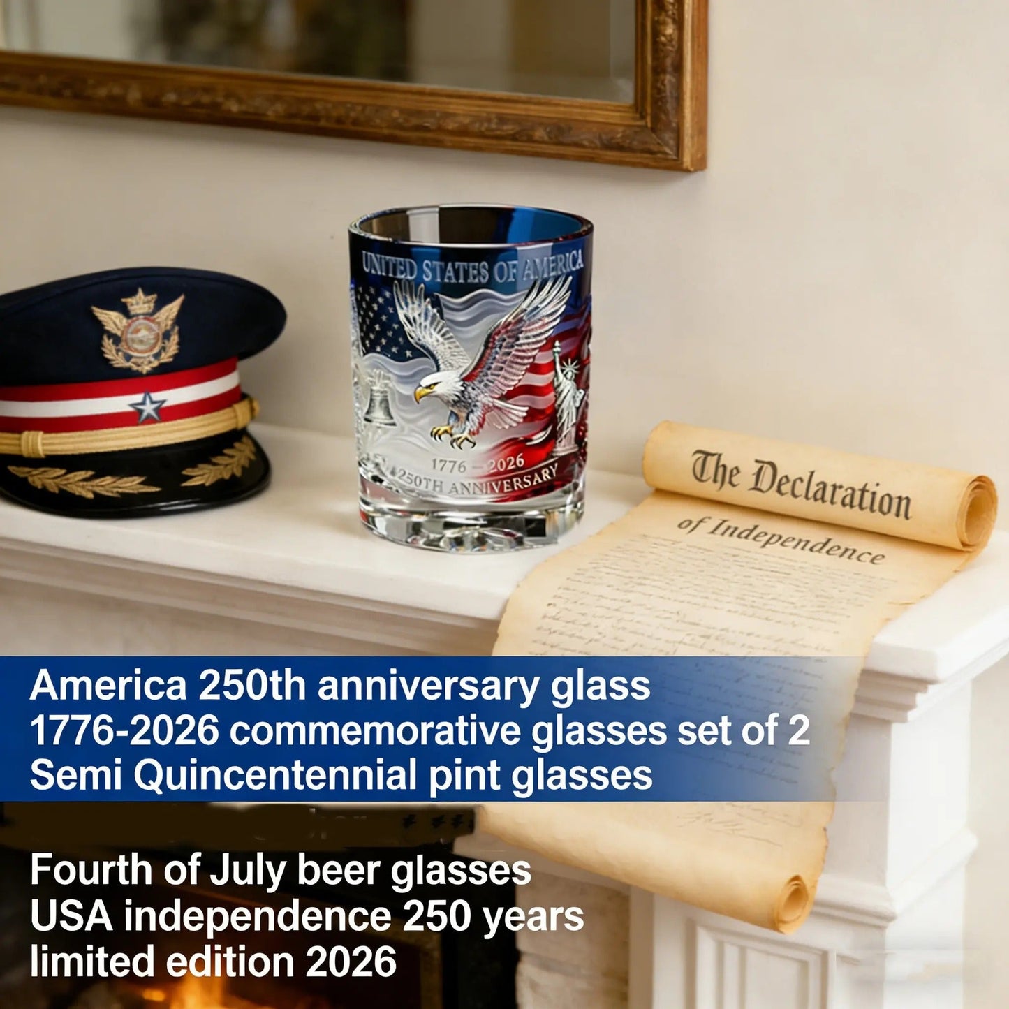 Limited Edition 2026 USA 250th Anniversary Commemorative Glass – 1776-2026 Heritage Edition