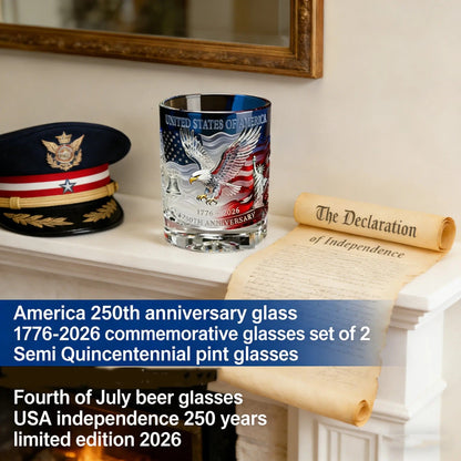 Limited Edition 2026 USA 250th Anniversary Commemorative Glass – 1776-2026 Heritage Edition