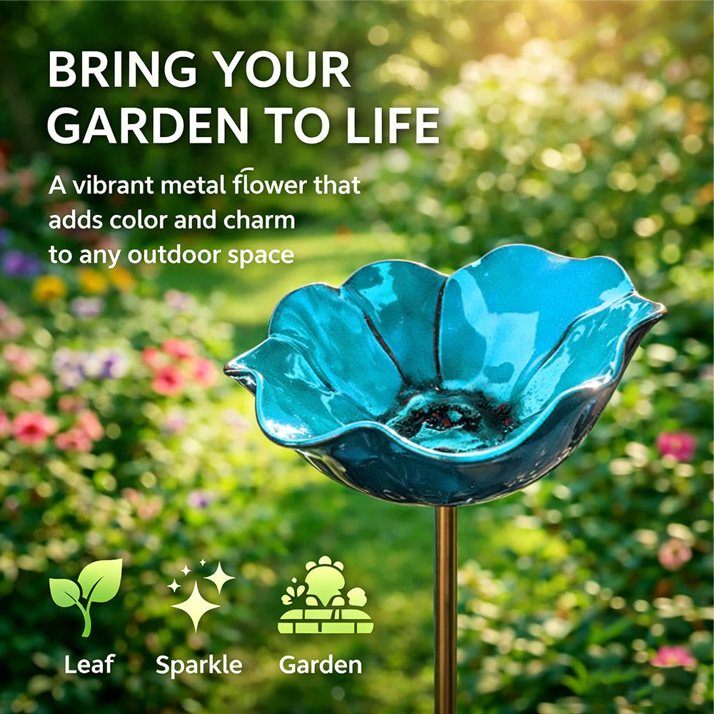 Rovinao™ 🌟Last Day Promotion🎁Handmade Metal Flower Garden Stake Bird Bath