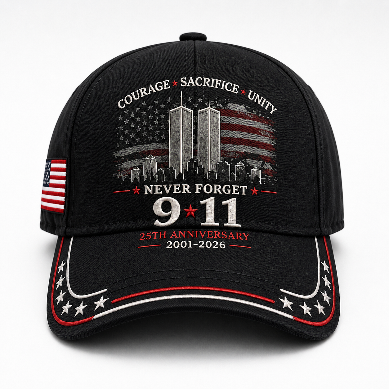 Never Forget 9/11 – 25th Anniversary Memorial Cap | 2001–2026