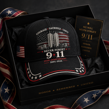 Never Forget 9/11 – 25th Anniversary Memorial Cap | 2001–2026