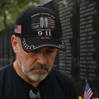 Never Forget 9/11 – 25th Anniversary Memorial Cap | 2001–2026