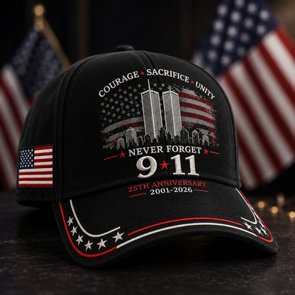 Never Forget 9/11 – 25th Anniversary Memorial Cap | 2001–2026