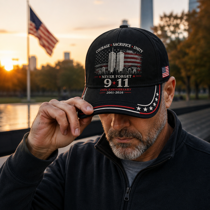 Never Forget 9/11 – 25th Anniversary Memorial Cap | 2001–2026
