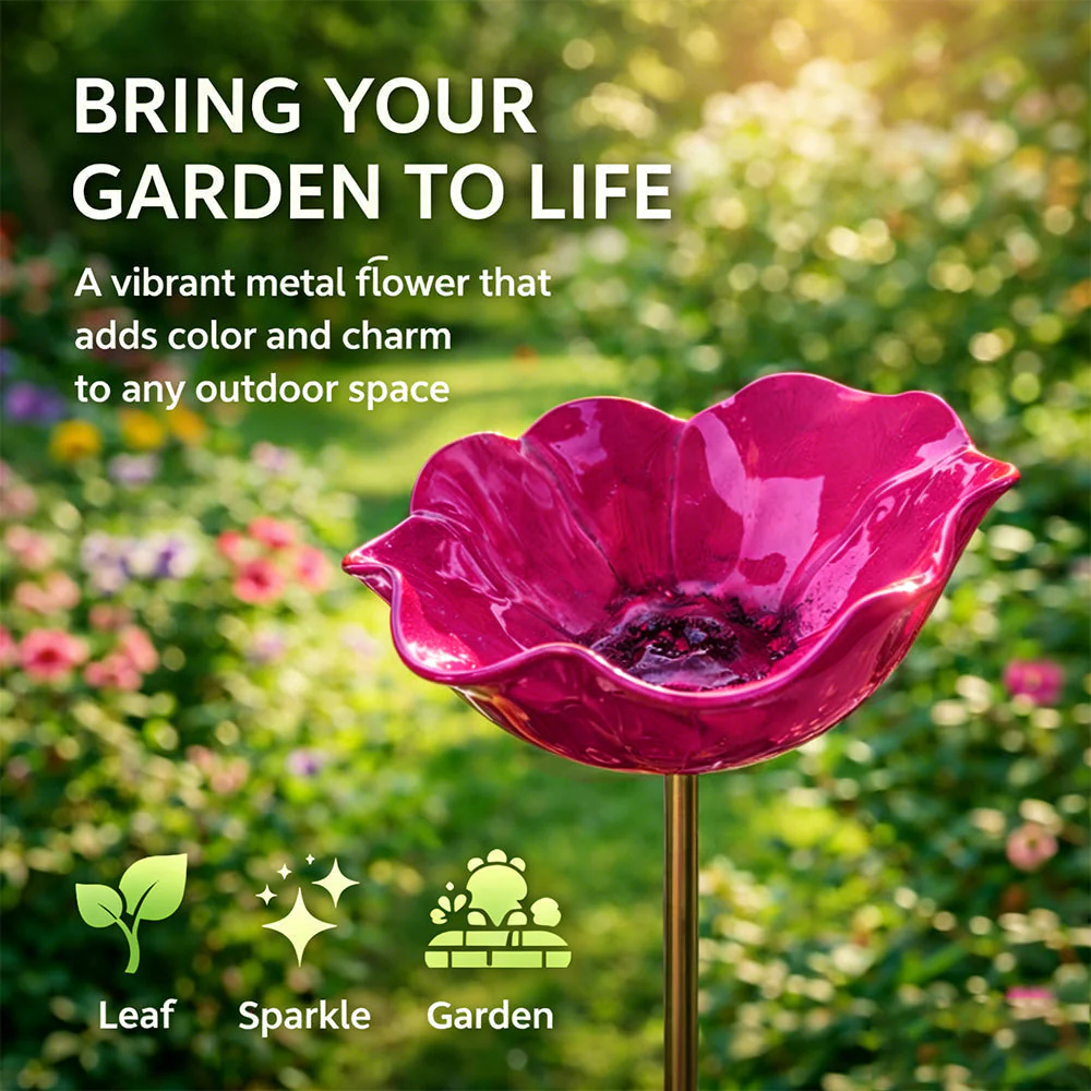 Rovinao™ 🌟Last Day Promotion🎁Handmade Metal Flower Garden Stake Bird Bath