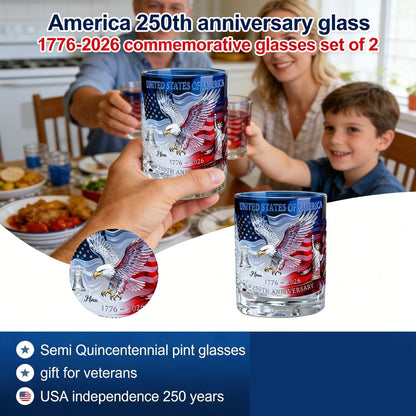 Limited Edition 2026 USA 250th Anniversary Commemorative Glass – 1776-2026 Heritage Edition