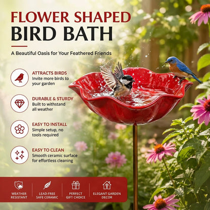 Rovinao™ 🌟Last Day Promotion🎁Handmade Metal Flower Garden Stake Bird Bath