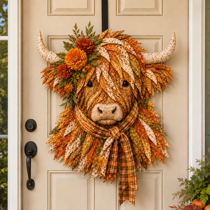 ⏰LAST DAY 49% OFF - 🐮💐🌸 Birth Flower Highland Cow 3D Layered Fabric Art DIY Kit | Complete Kit Included ✂️ Pre-Cut Pieces • Glue or Stitch Your Way • Create a Cozy 3D Highland Cow Decor 💕