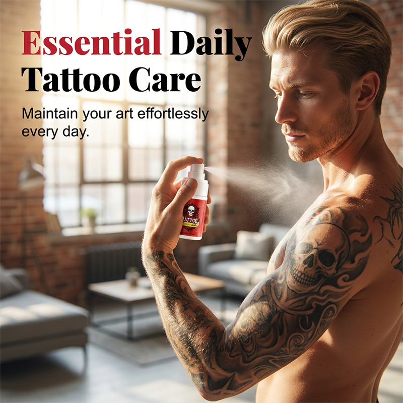 Feuchtigkeitsspendendes Spray zur Nachsorge bei Tattoos