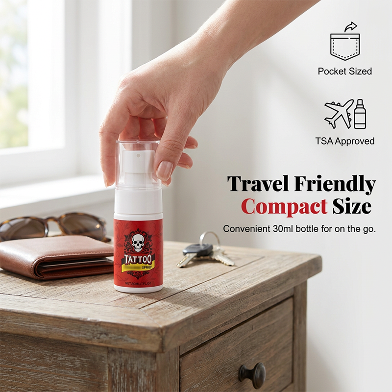Feuchtigkeitsspendendes Spray zur Nachsorge bei Tattoos